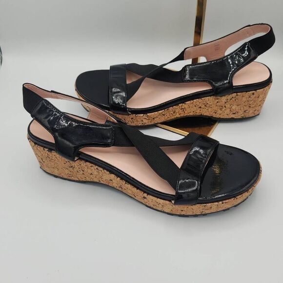Taryn Rose black platform wedge sandals size 9 - Picture 1 of 6